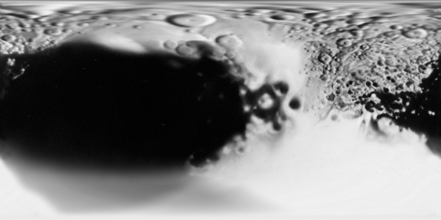 Iapetus: Global mosaic texture (NASA 3D Resources)