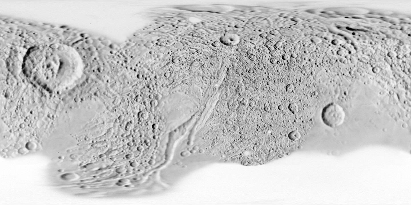 Tethys: Global mosaic texture (NASA 3D Resources)